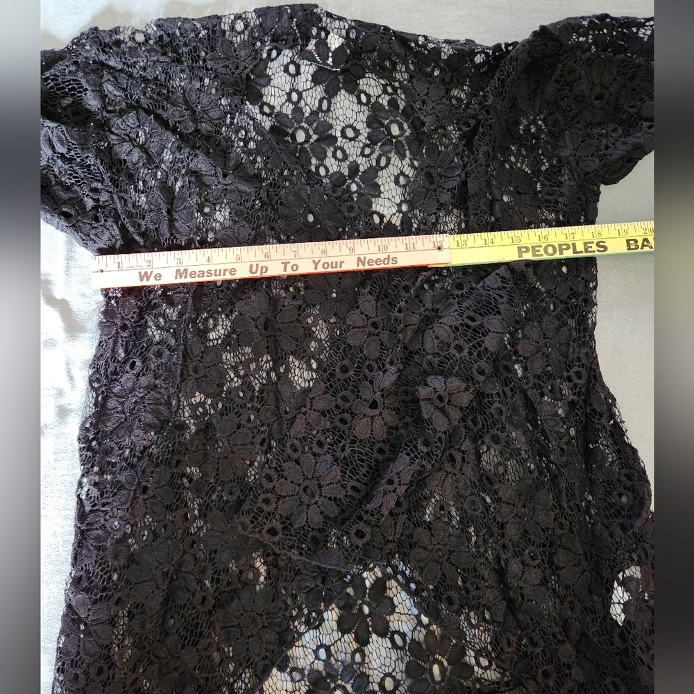 Witchy Goth Black Lace Kimono Fringe Whimsigoth Stevie Nicks Flapper Lularoe - Picture 5 of 6